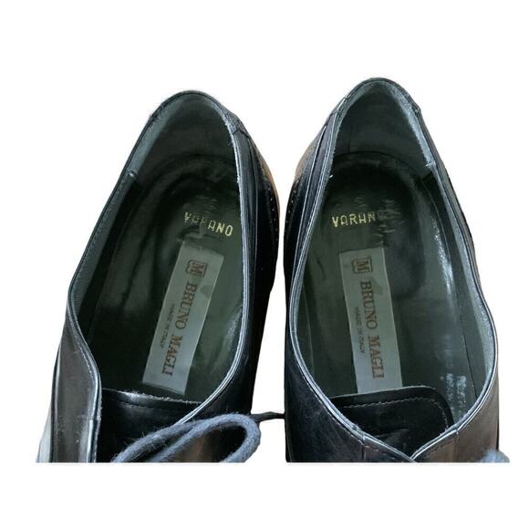 VTG Bruno Magli Black Leather Wing Tip Dress Shoes Mens Size 9.5 M Made In Italy main image 6
